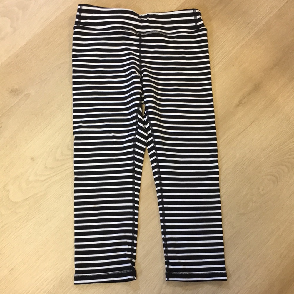 Athleta Girl Large 12 Black & White Striped Activewear Leggings